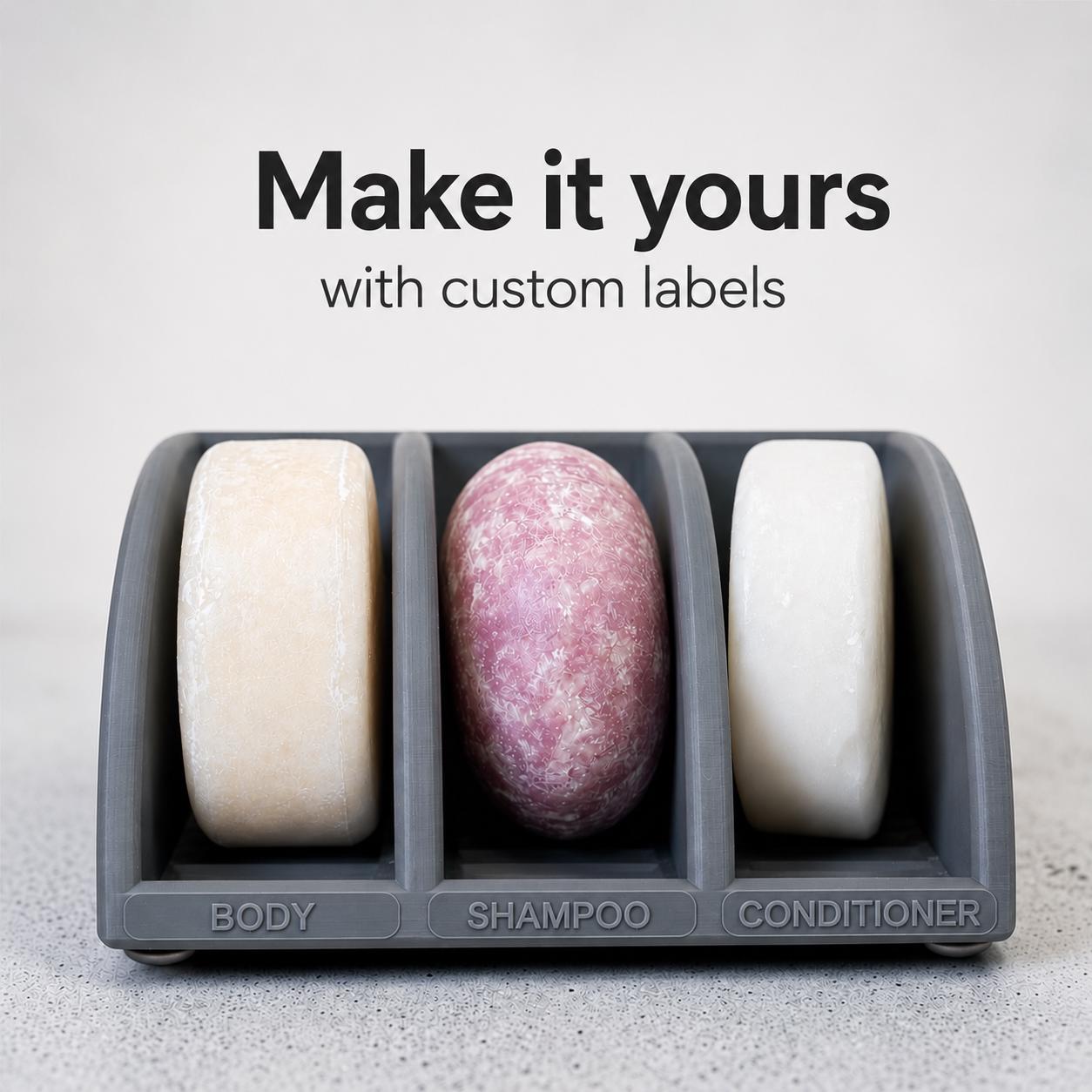 Minimalist Shower Organizer for Solid Shampoo Bars | 3-Bar Self-Draining Holder