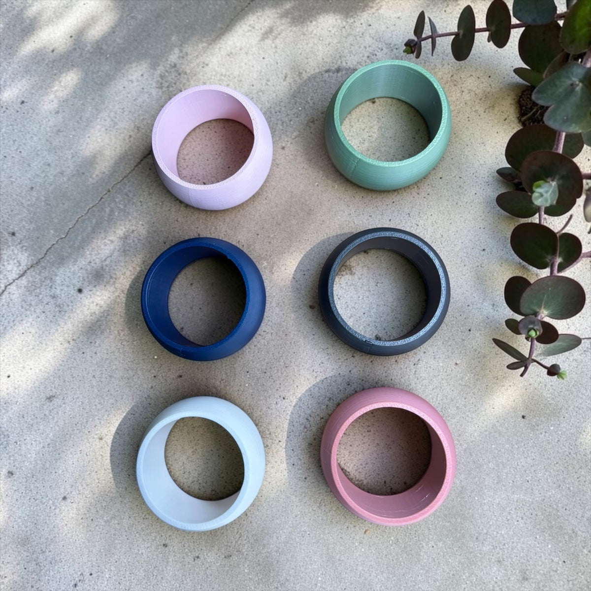 Colorful Matte Dinner Napkin Rings, Plant-Based Plastic