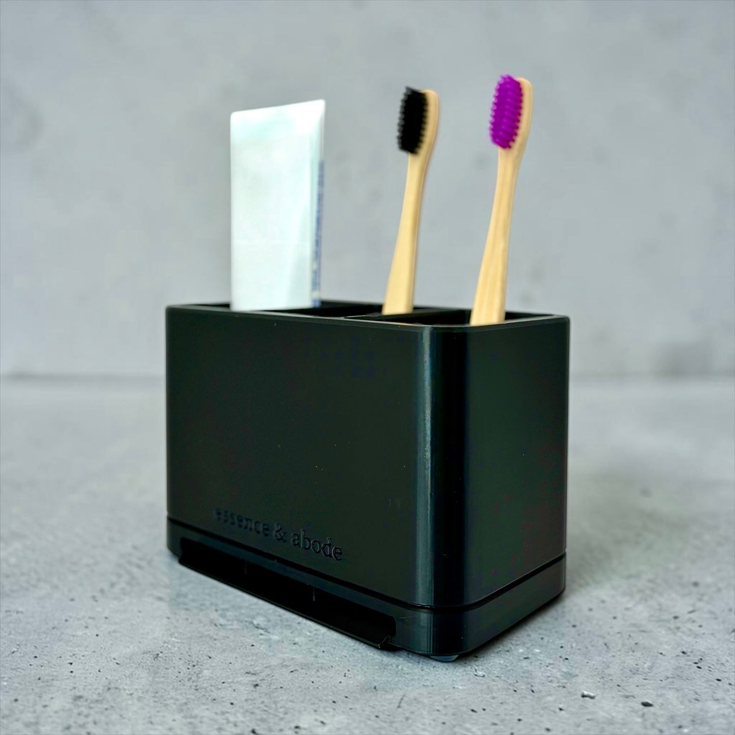 Modern Toothbrush & Toothpaste Organizer | Self-Draining Bathroom Caddy with Removable Tray | Plant-Based Plastic