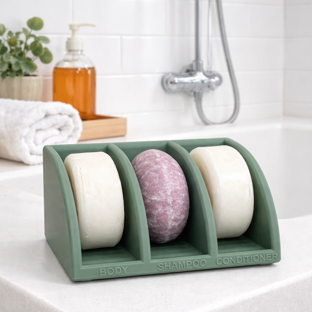 3-Bar Shampoo & Soap Holder - Self Draining Organizer