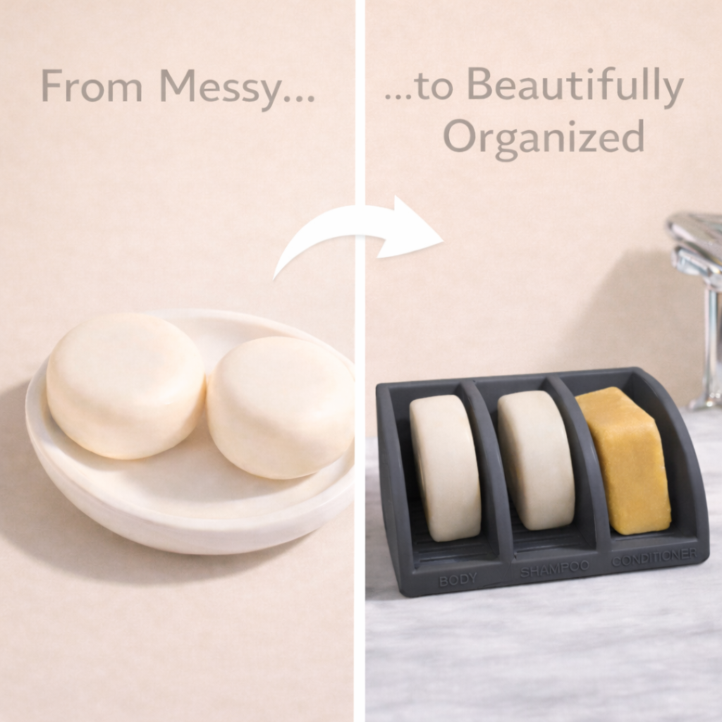 3-Bar Shampoo & Soap Holder - Self Draining Organizer