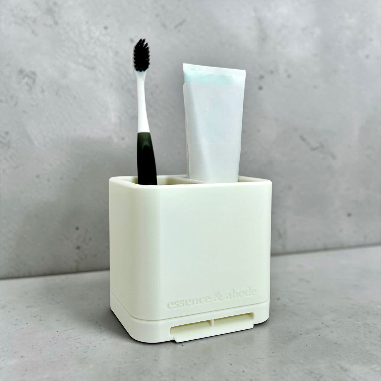 Modern Toothbrush & Toothpaste Organizer | Self-Draining Bathroom Caddy with Removable Tray | Plant-Based Plastic