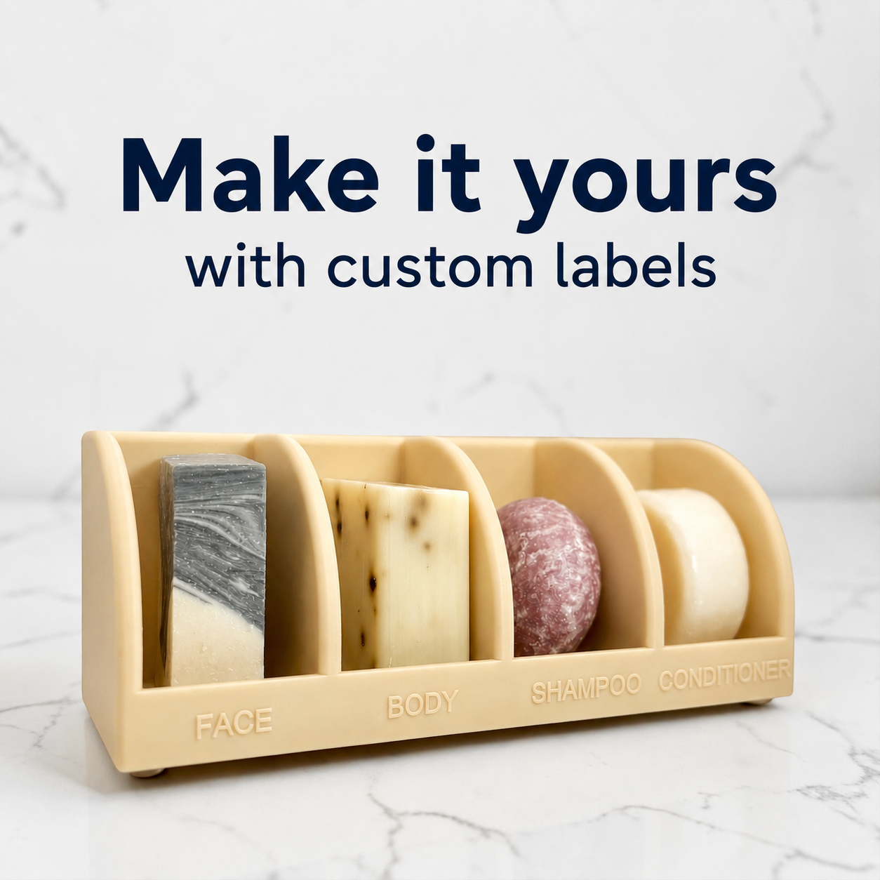 Customizable Family Soap Holder | 4 Bar Self Draining Soap Dish