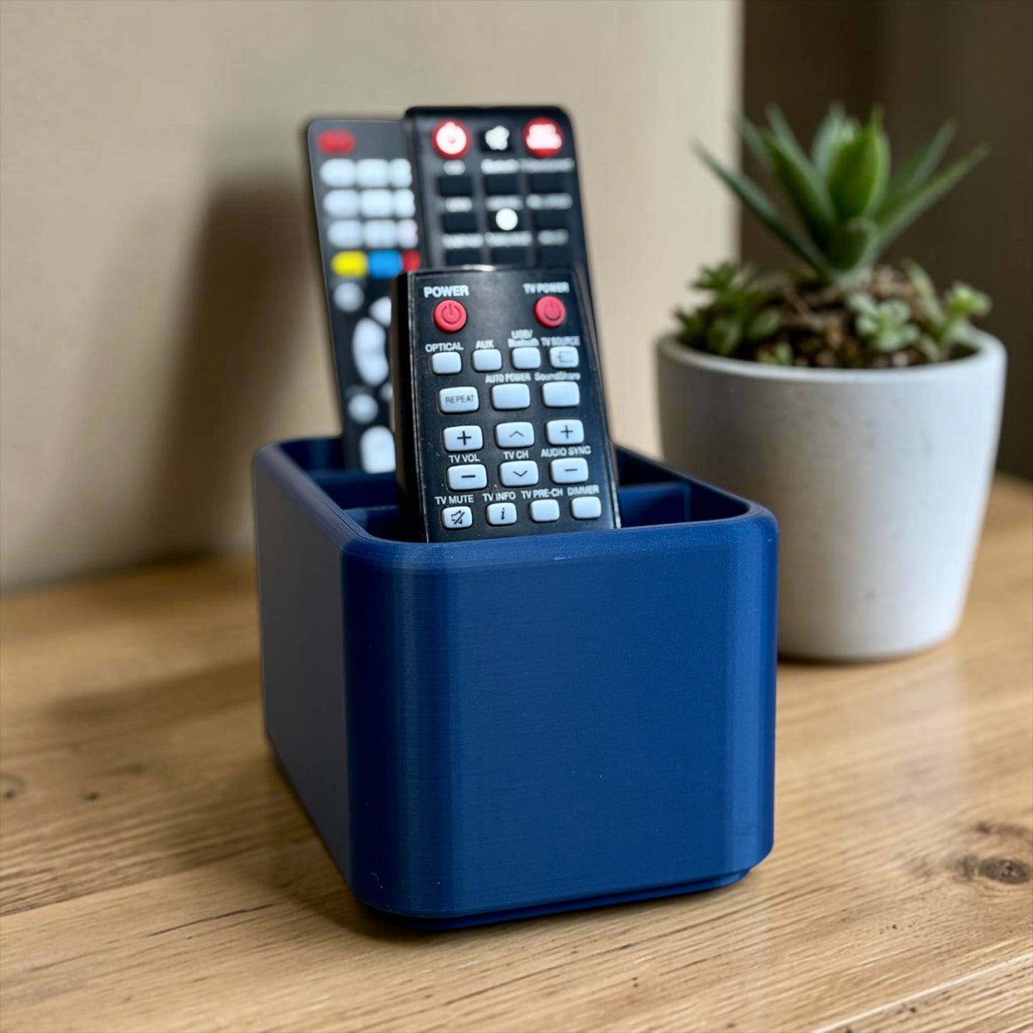 Minimalist Remote Holder, TV Remote Organizer, Made from Plant-Based Plastic in Matte Finish
