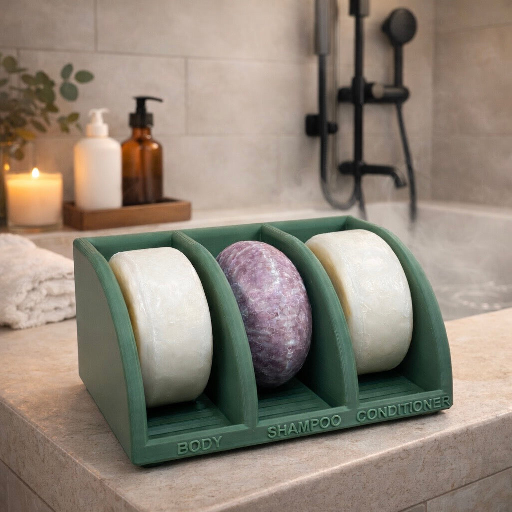 3-Bar Shampoo & Soap Holder - Self Draining Organizer